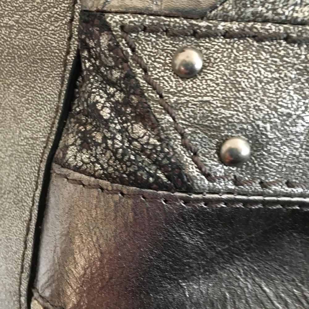 Metallic Silver Fossil Patchwork Bag - image 4